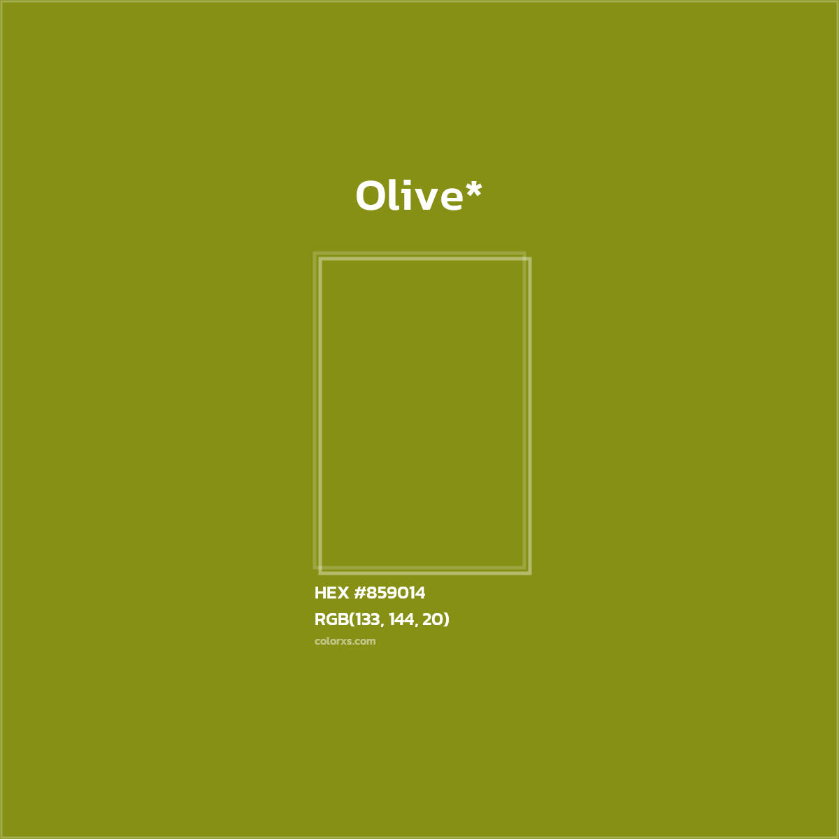 #859014 hex color. RGB, RYB, CMYK, HSL, HSV codes and color conversions. Matching color names, palettes, paints.