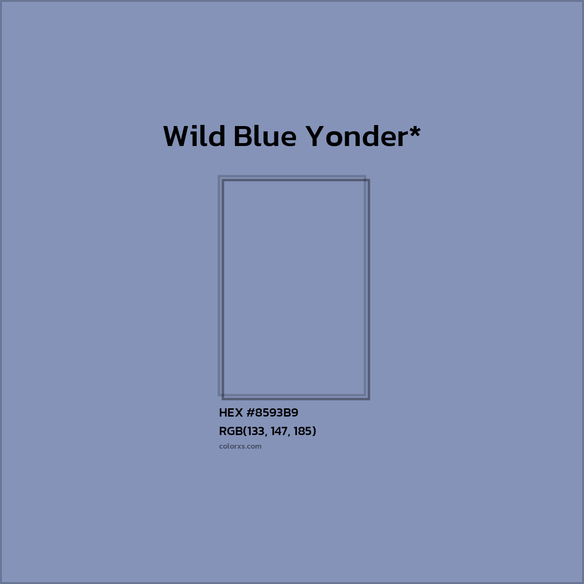 #8593B9 hex color. RGB, RYB, CMYK, HSL, HSV codes and color conversions. Matching color names, palettes, paints.