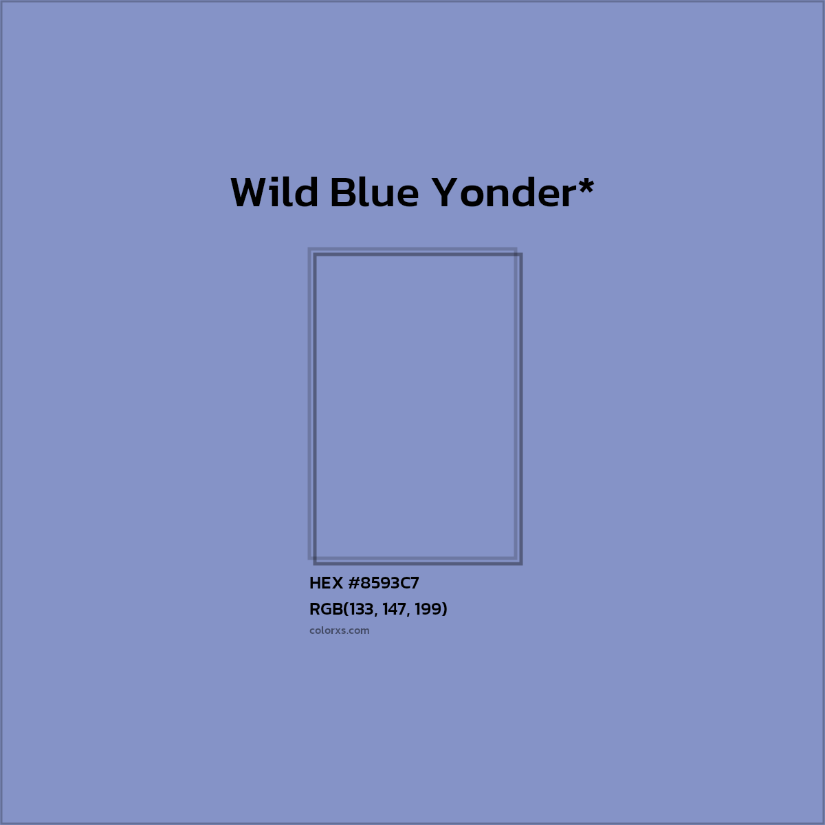 #8593C7 hex color. RGB, RYB, CMYK, HSL, HSV codes and color conversions. Matching color names, palettes, paints.