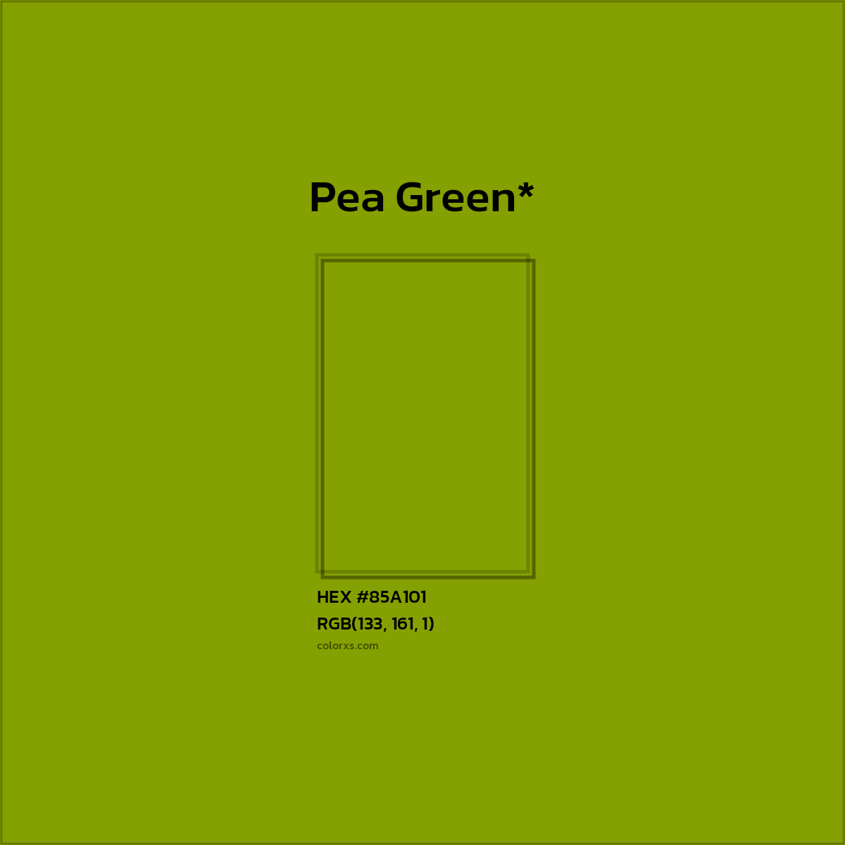 #85A101 hex color. RGB, RYB, CMYK, HSL, HSV codes and color conversions. Matching color names, palettes, paints.