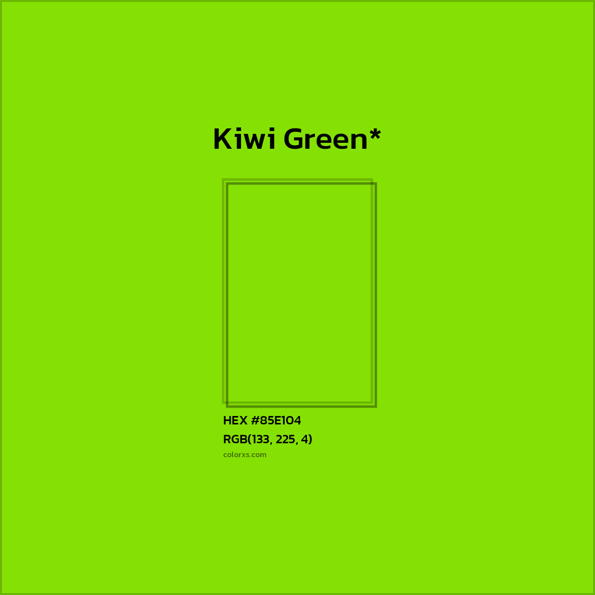 #85E104 hex color. RGB, RYB, CMYK, HSL, HSV codes and color conversions. Matching color names, palettes, paints.