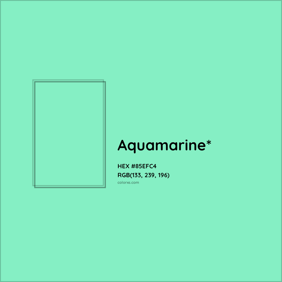 #85EFC4 hex color. RGB, RYB, CMYK, HSL, HSV codes and color conversions. Matching color names, palettes, paints.