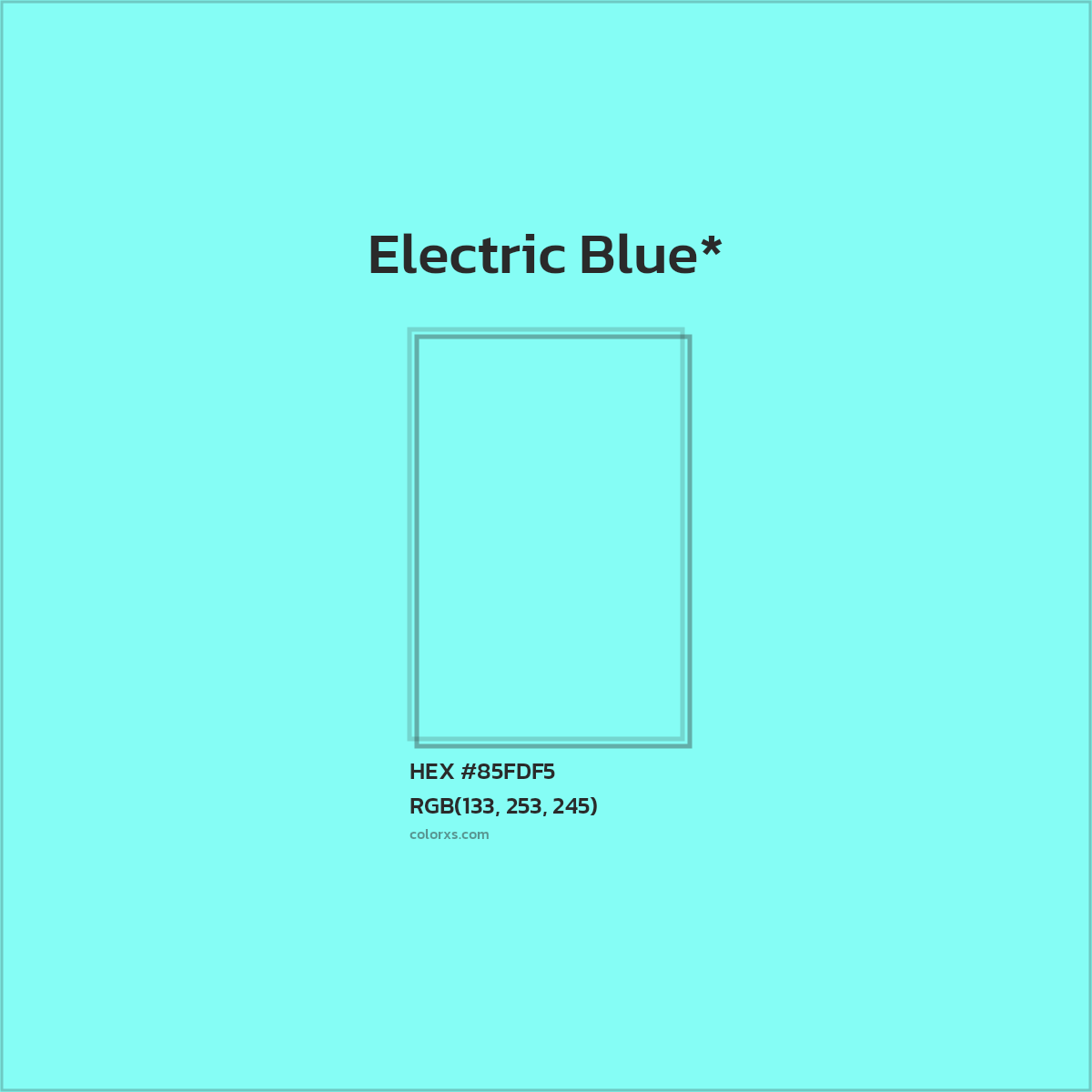 #85FDF5 hex color. RGB, RYB, CMYK, HSL, HSV codes and color conversions. Matching color names, palettes, paints.