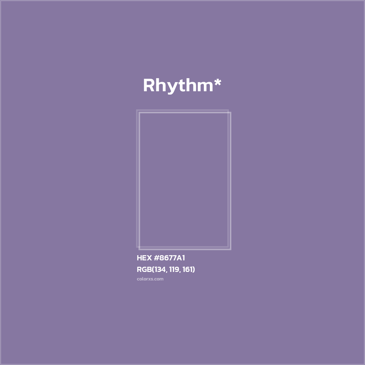 #8677A1 hex color. RGB, RYB, CMYK, HSL, HSV codes and color conversions. Matching color names, palettes, paints.