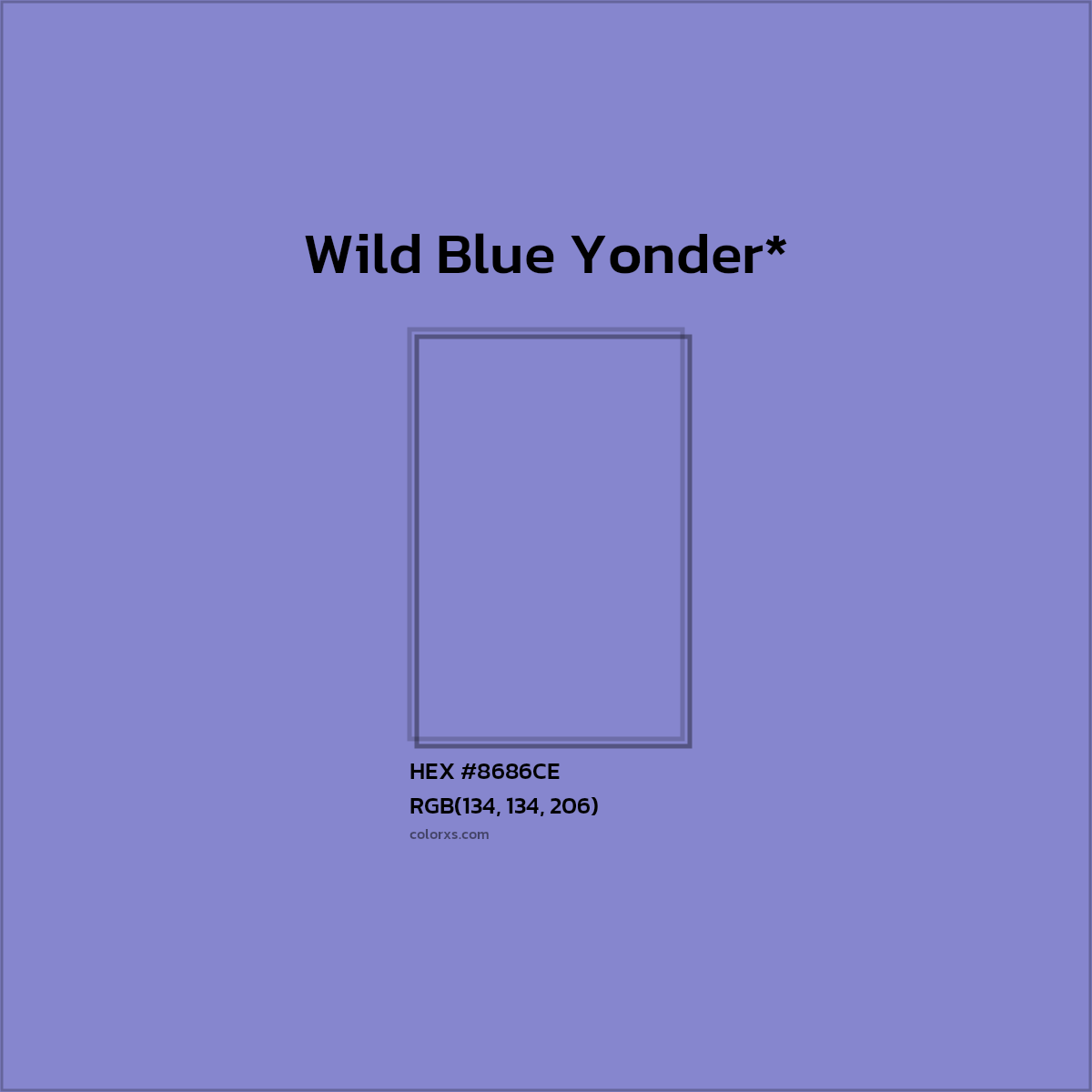 #8686CE hex color. RGB, RYB, CMYK, HSL, HSV codes and color conversions. Matching color names, palettes, paints.