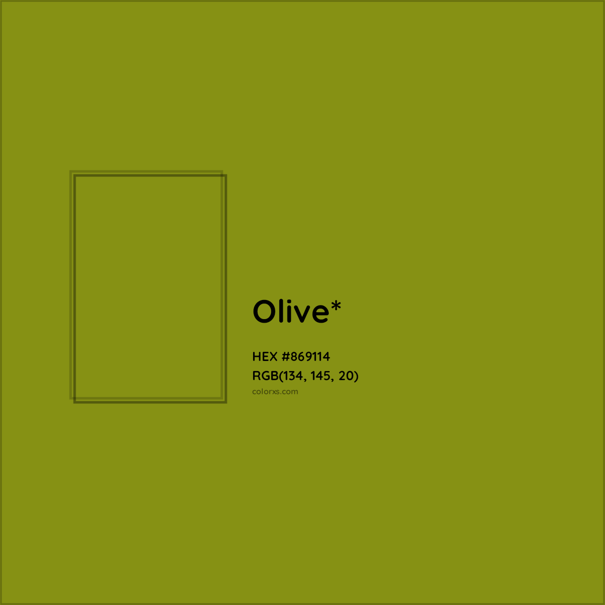 #869114 hex color. RGB, RYB, CMYK, HSL, HSV codes and color conversions. Matching color names, palettes, paints.