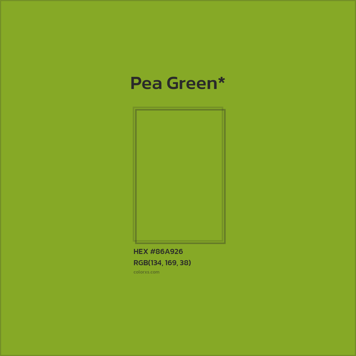 #86A926 hex color. RGB, RYB, CMYK, HSL, HSV codes and color conversions. Matching color names, palettes, paints.
