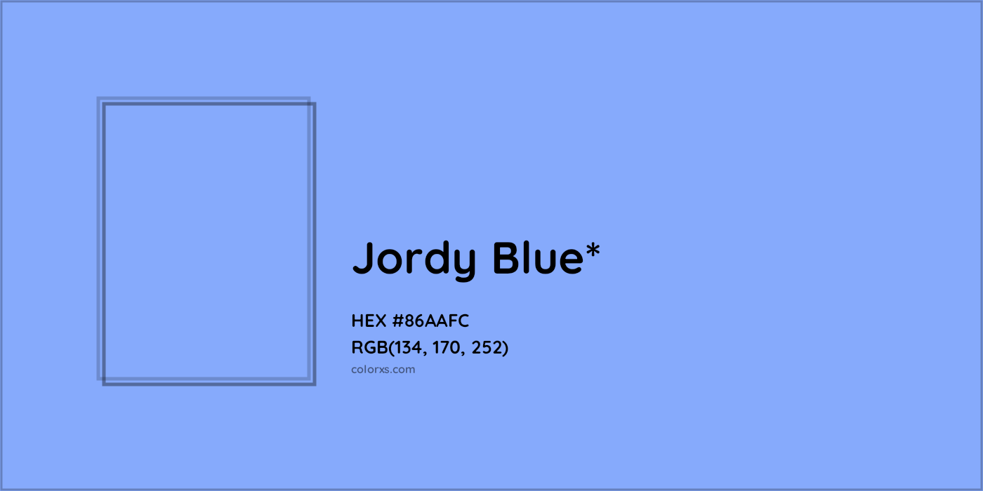 #86AAFC hex color. RGB, RYB, CMYK, HSL, HSV codes and color conversions. Matching color names, palettes, paints.