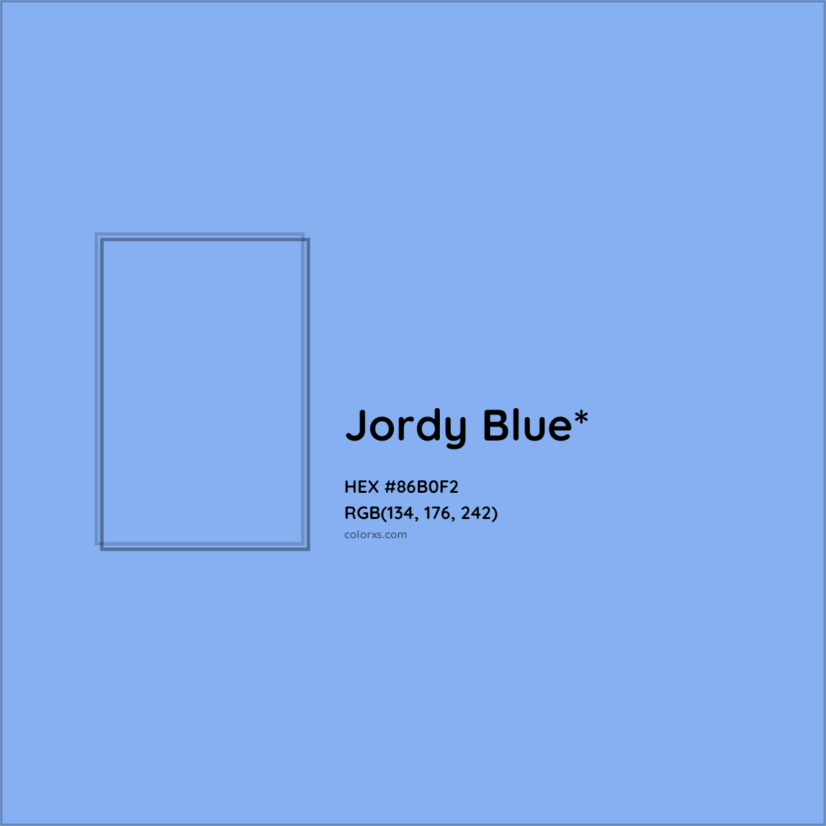 #86B0F2 hex color. RGB, RYB, CMYK, HSL, HSV codes and color conversions. Matching color names, palettes, paints.