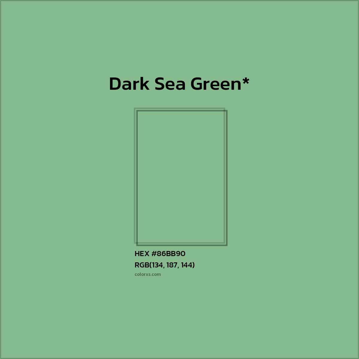 #86BB90 hex color. RGB, RYB, CMYK, HSL, HSV codes and color conversions. Matching color names, palettes, paints.