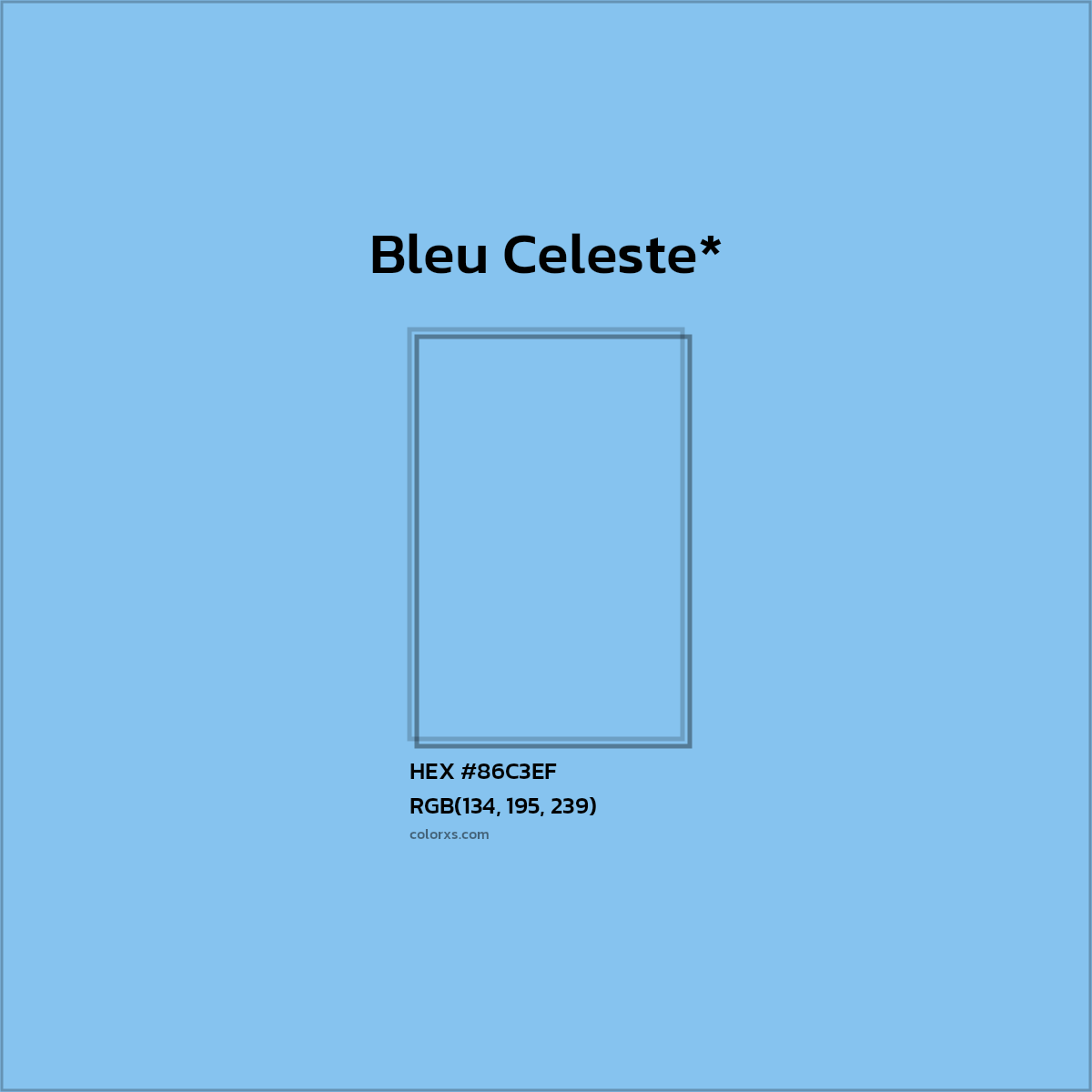#86C3EF hex color. RGB, RYB, CMYK, HSL, HSV codes and color conversions. Matching color names, palettes, paints.