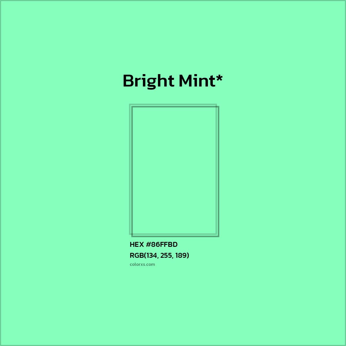 #86FFBD hex color. RGB, RYB, CMYK, HSL, HSV codes and color conversions. Matching color names, palettes, paints.