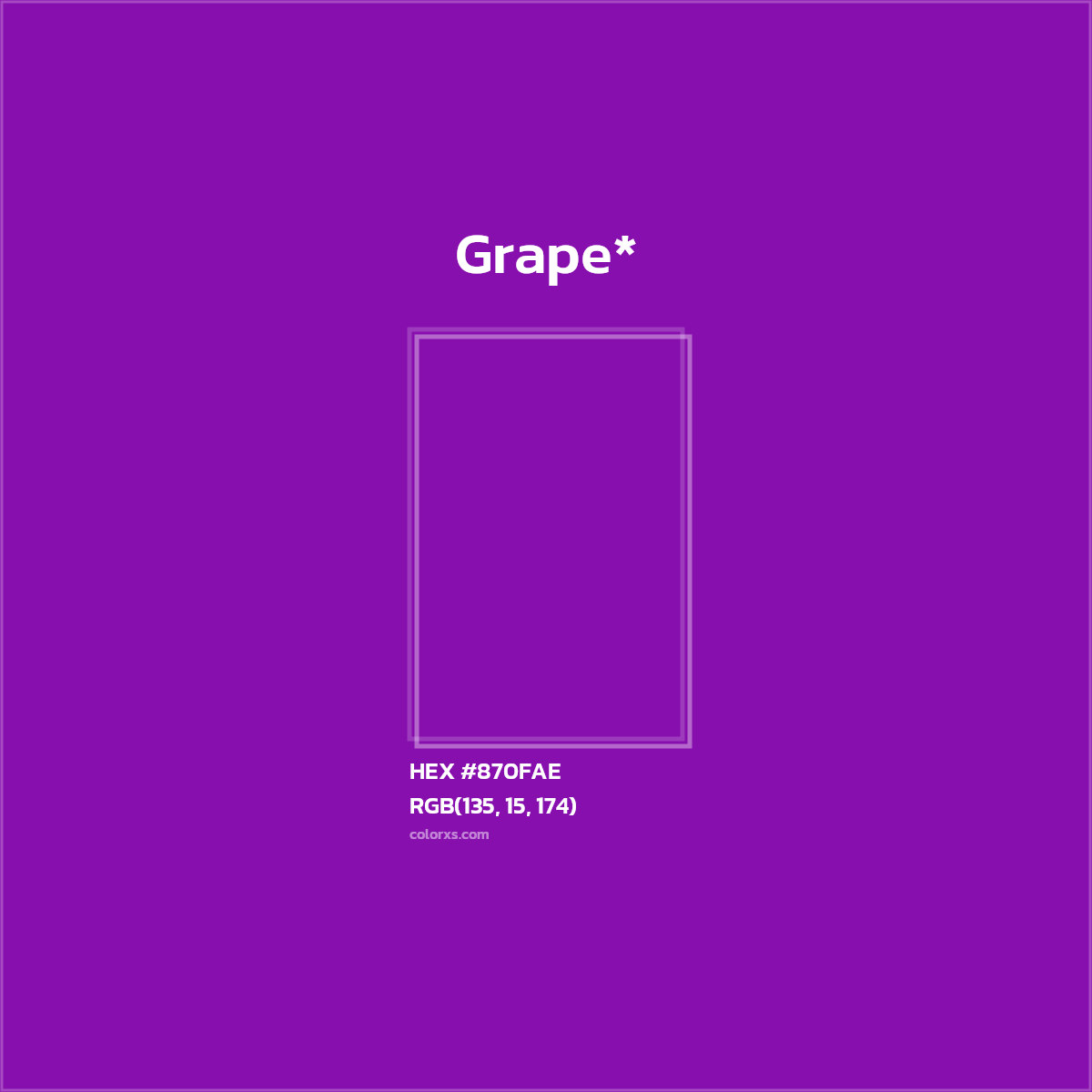 #870FAE hex color. RGB, RYB, CMYK, HSL, HSV codes and color conversions. Matching color names, palettes, paints.