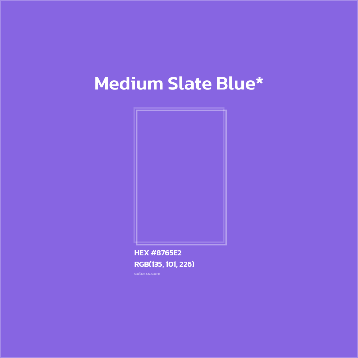 #8765E2 hex color. RGB, RYB, CMYK, HSL, HSV codes and color conversions. Matching color names, palettes, paints.