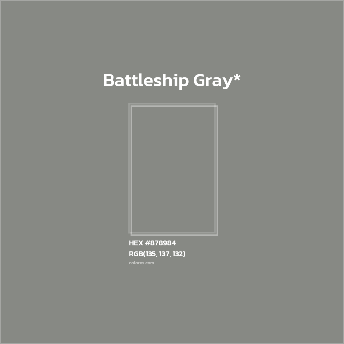 #878984 hex color. RGB, RYB, CMYK, HSL, HSV codes and color conversions. Matching color names, palettes, paints.