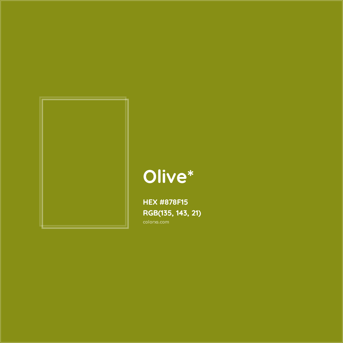 #878F15 hex color. RGB, RYB, CMYK, HSL, HSV codes and color conversions. Matching color names, palettes, paints.
