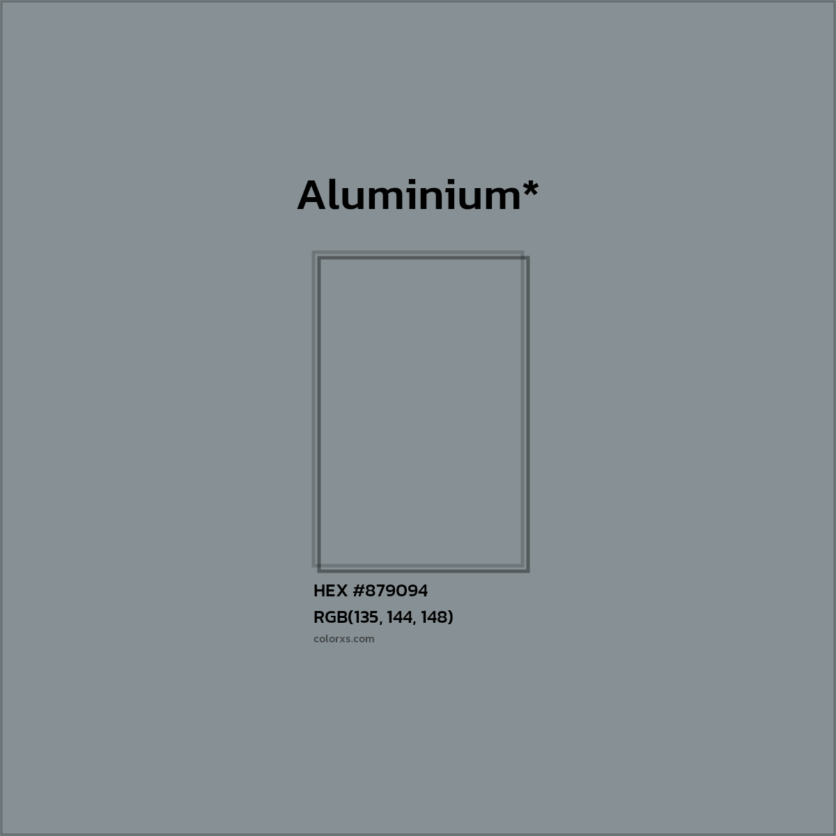 #879094 hex color. RGB, RYB, CMYK, HSL, HSV codes and color conversions. Matching color names, palettes, paints.