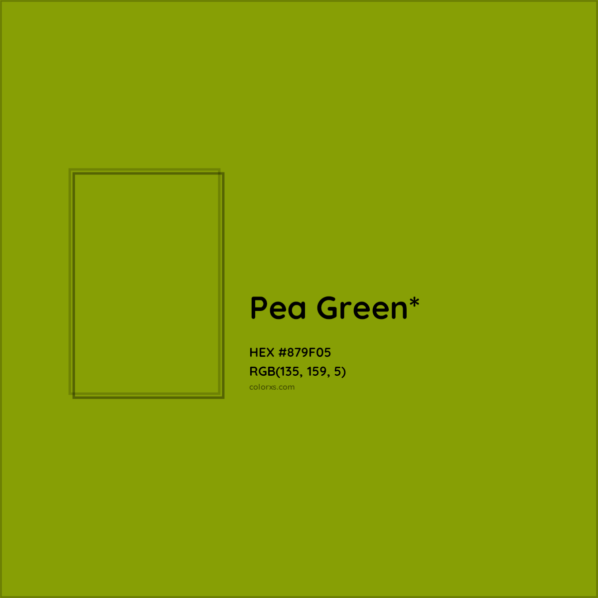 #879F05 hex color. RGB, RYB, CMYK, HSL, HSV codes and color conversions. Matching color names, palettes, paints.