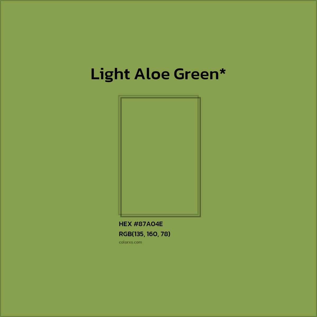 #87A04E hex color. RGB, RYB, CMYK, HSL, HSV codes and color conversions. Matching color names, palettes, paints.