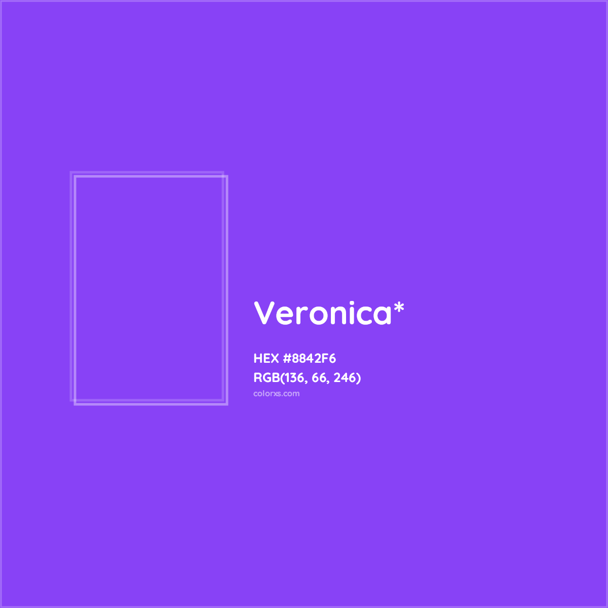 #8842F6 hex color. RGB, RYB, CMYK, HSL, HSV codes and color conversions. Matching color names, palettes, paints.