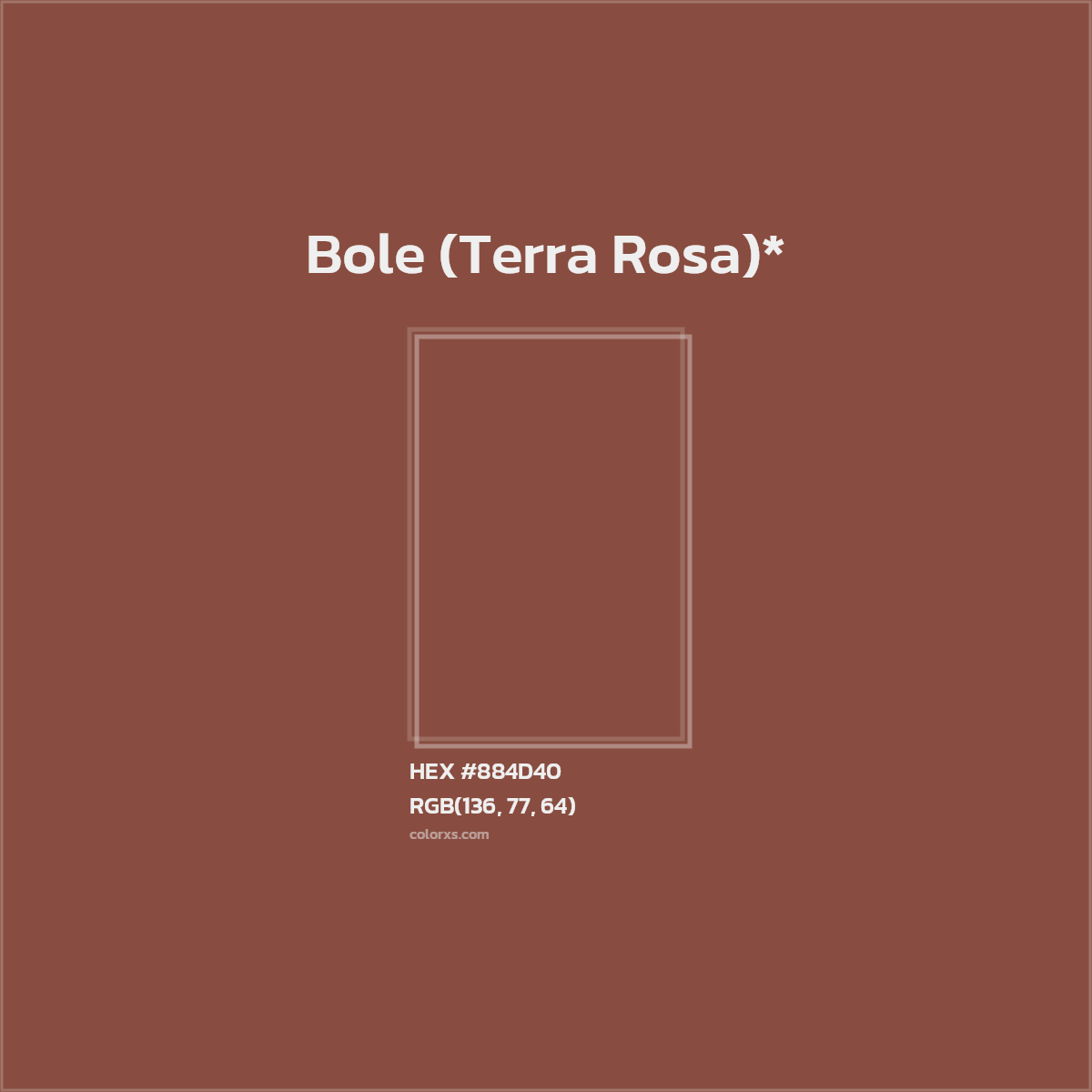 #884D40 hex color. RGB, RYB, CMYK, HSL, HSV codes and color conversions. Matching color names, palettes, paints.