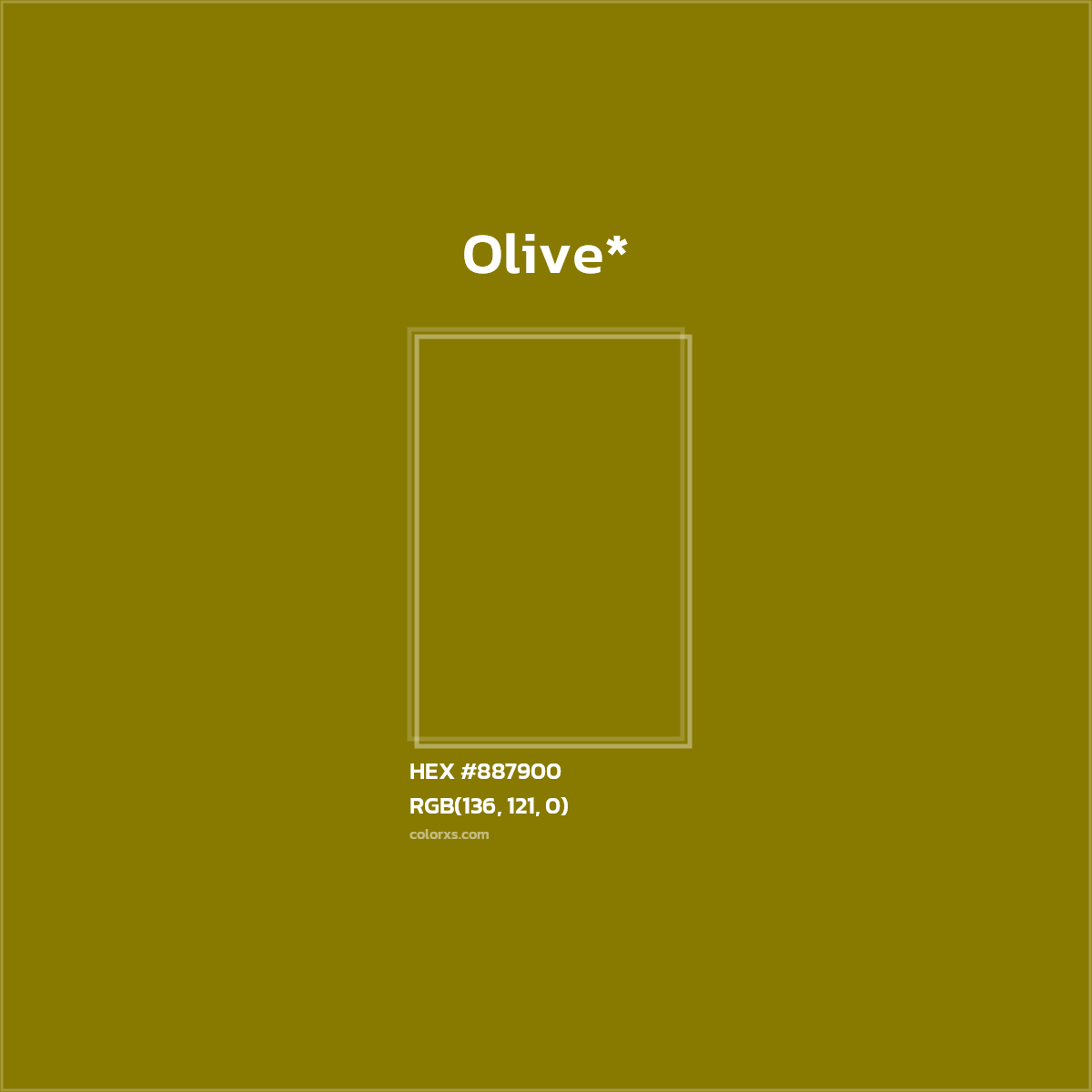 #887900 hex color. RGB, RYB, CMYK, HSL, HSV codes and color conversions. Matching color names, palettes, paints.