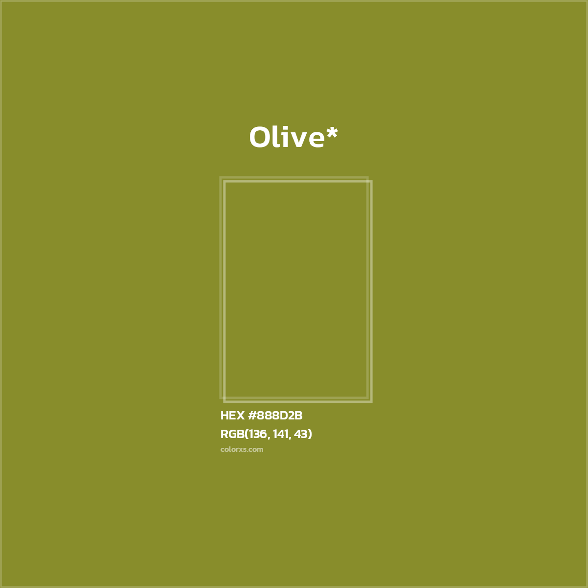 #888D2B hex color. RGB, RYB, CMYK, HSL, HSV codes and color conversions. Matching color names, palettes, paints.