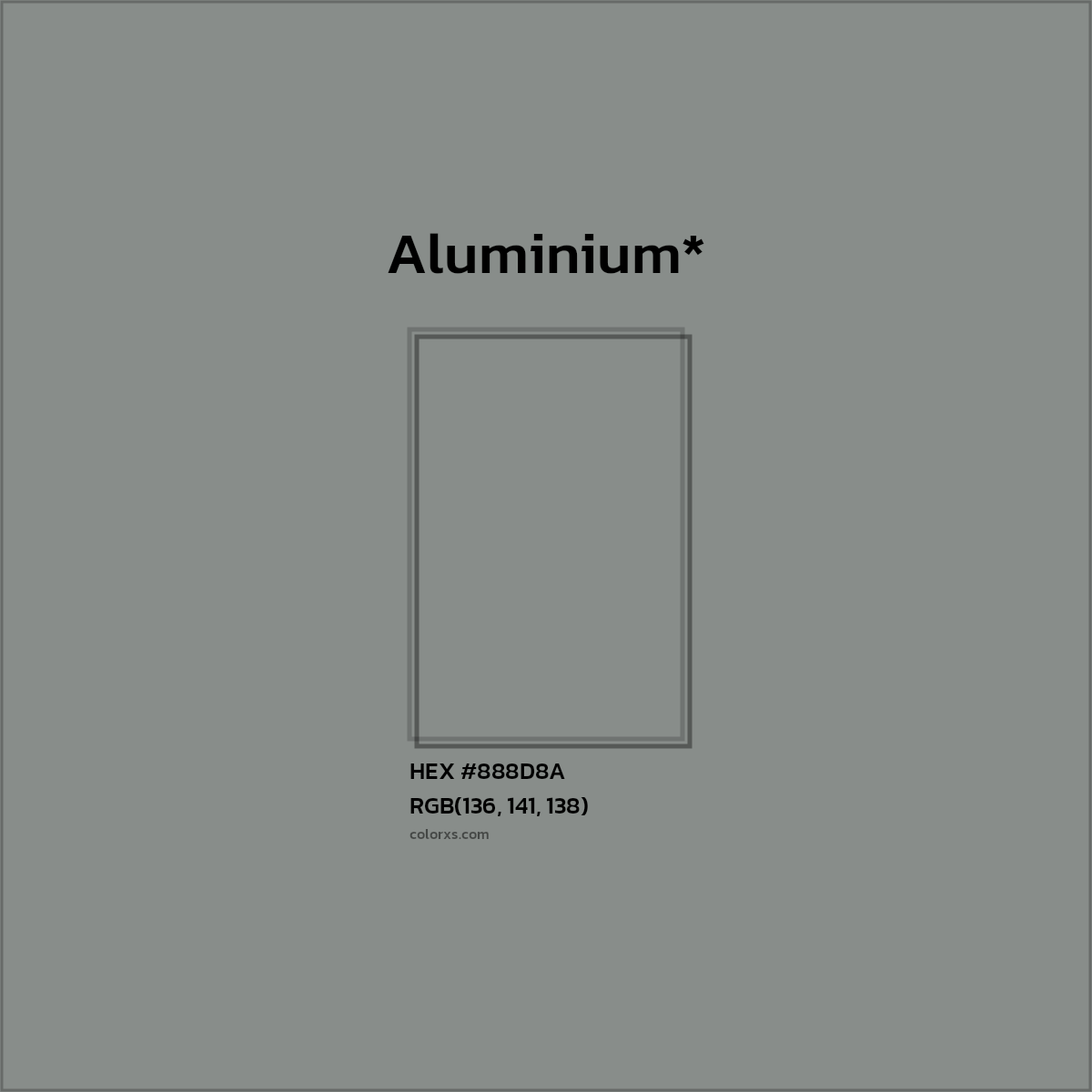 #888D8A hex color. RGB, RYB, CMYK, HSL, HSV codes and color conversions. Matching color names, palettes, paints.