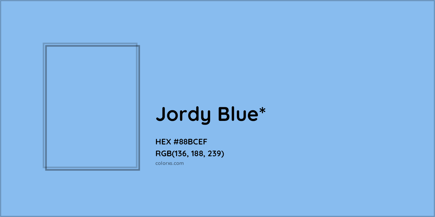#88BCEF hex color. RGB, RYB, CMYK, HSL, HSV codes and color conversions. Matching color names, palettes, paints.
