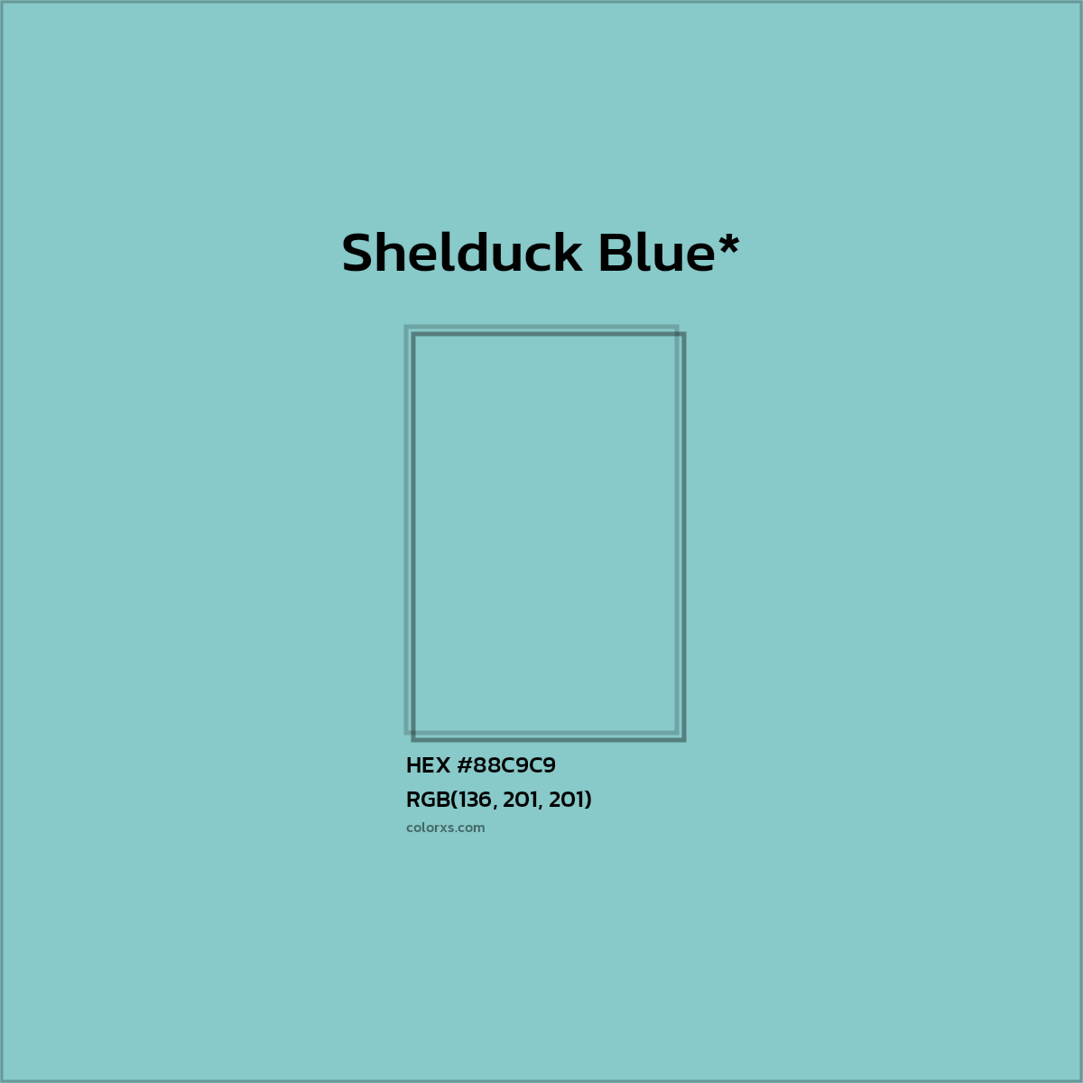 #88C9C9 hex color. RGB, RYB, CMYK, HSL, HSV codes and color conversions. Matching color names, palettes, paints.