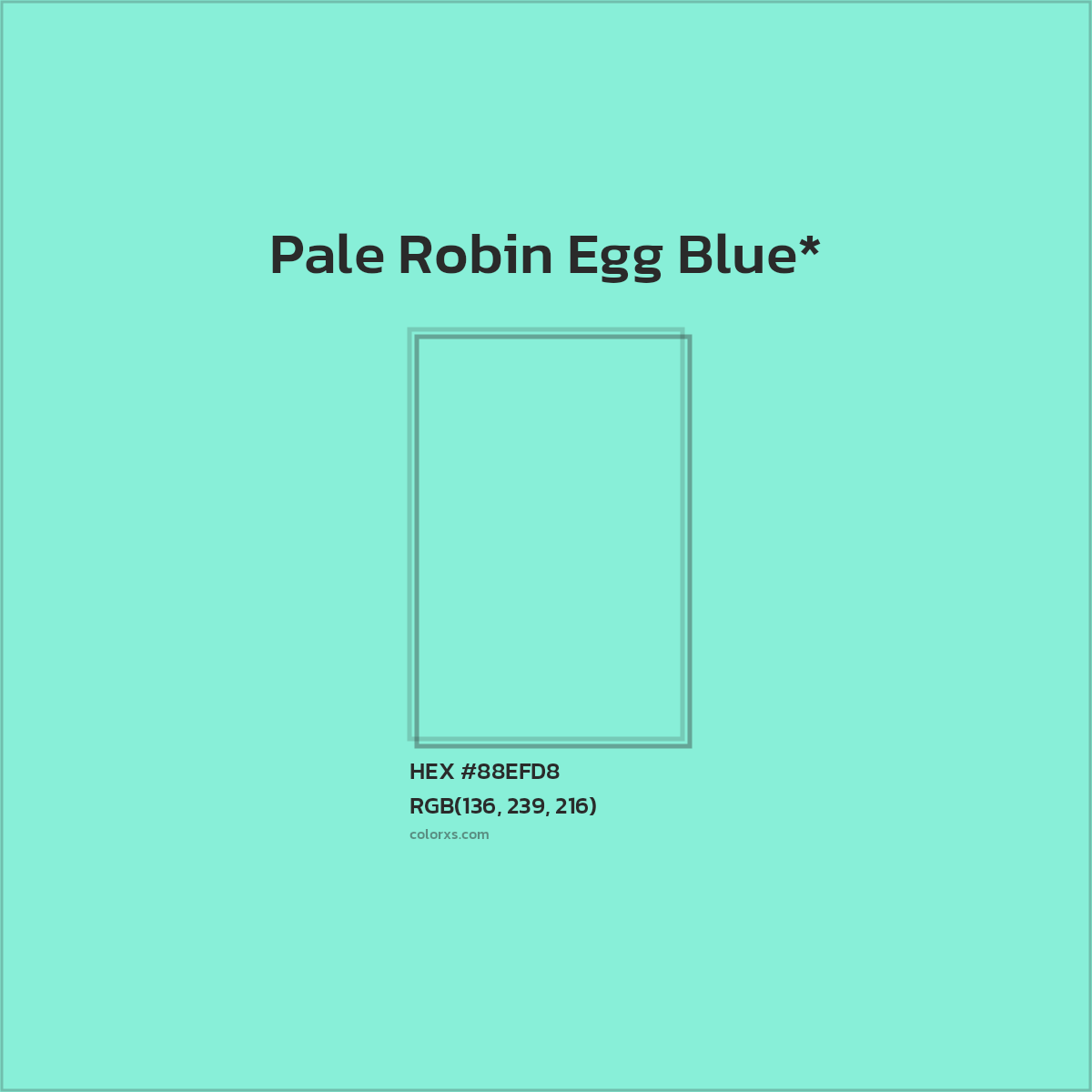 #88EFD8 hex color. RGB, RYB, CMYK, HSL, HSV codes and color conversions. Matching color names, palettes, paints.