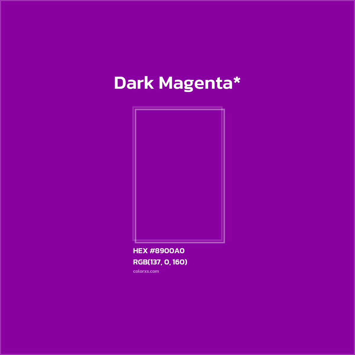 #8900A0 hex color. RGB, RYB, CMYK, HSL, HSV codes and color conversions. Matching color names, palettes, paints.