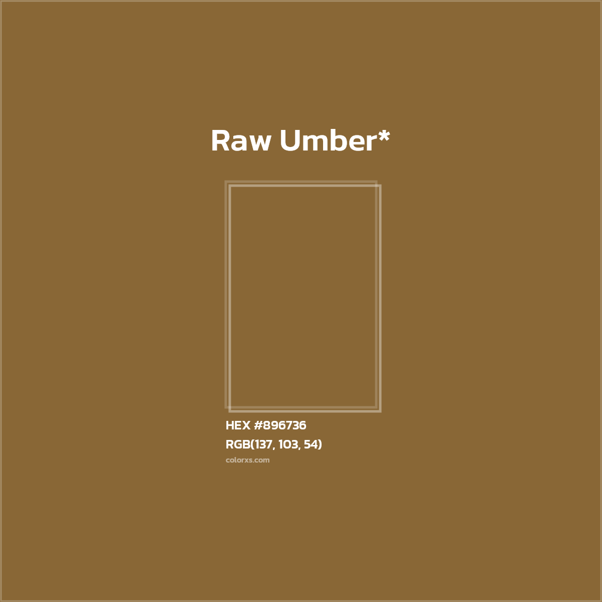 #896736 hex color. RGB, RYB, CMYK, HSL, HSV codes and color conversions. Matching color names, palettes, paints.