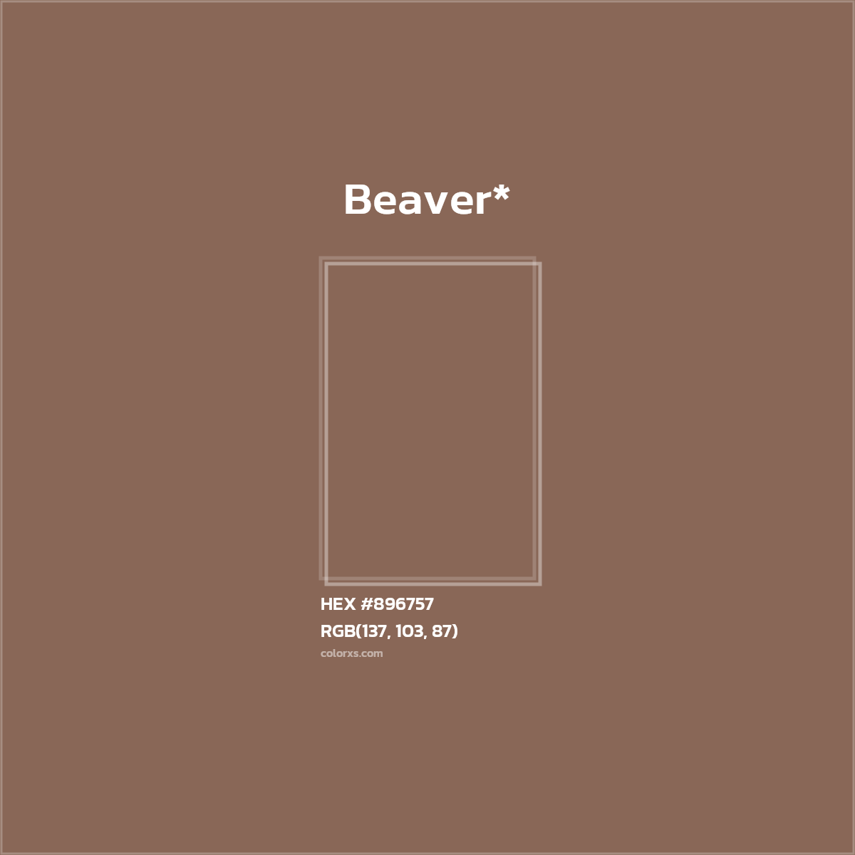 #896757 hex color. RGB, RYB, CMYK, HSL, HSV codes and color conversions. Matching color names, palettes, paints.