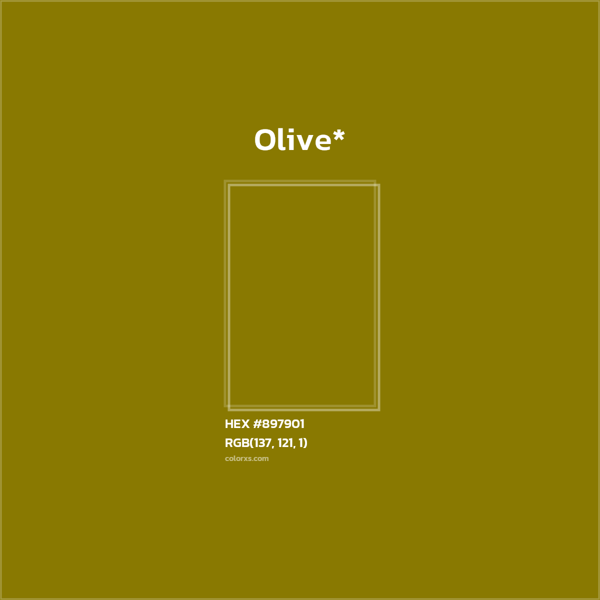 #897901 hex color. RGB, RYB, CMYK, HSL, HSV codes and color conversions. Matching color names, palettes, paints.