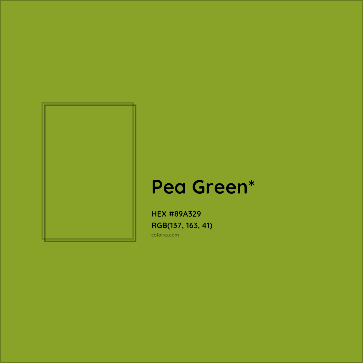 #89A329 hex color. RGB, RYB, CMYK, HSL, HSV codes and color conversions. Matching color names, palettes, paints.