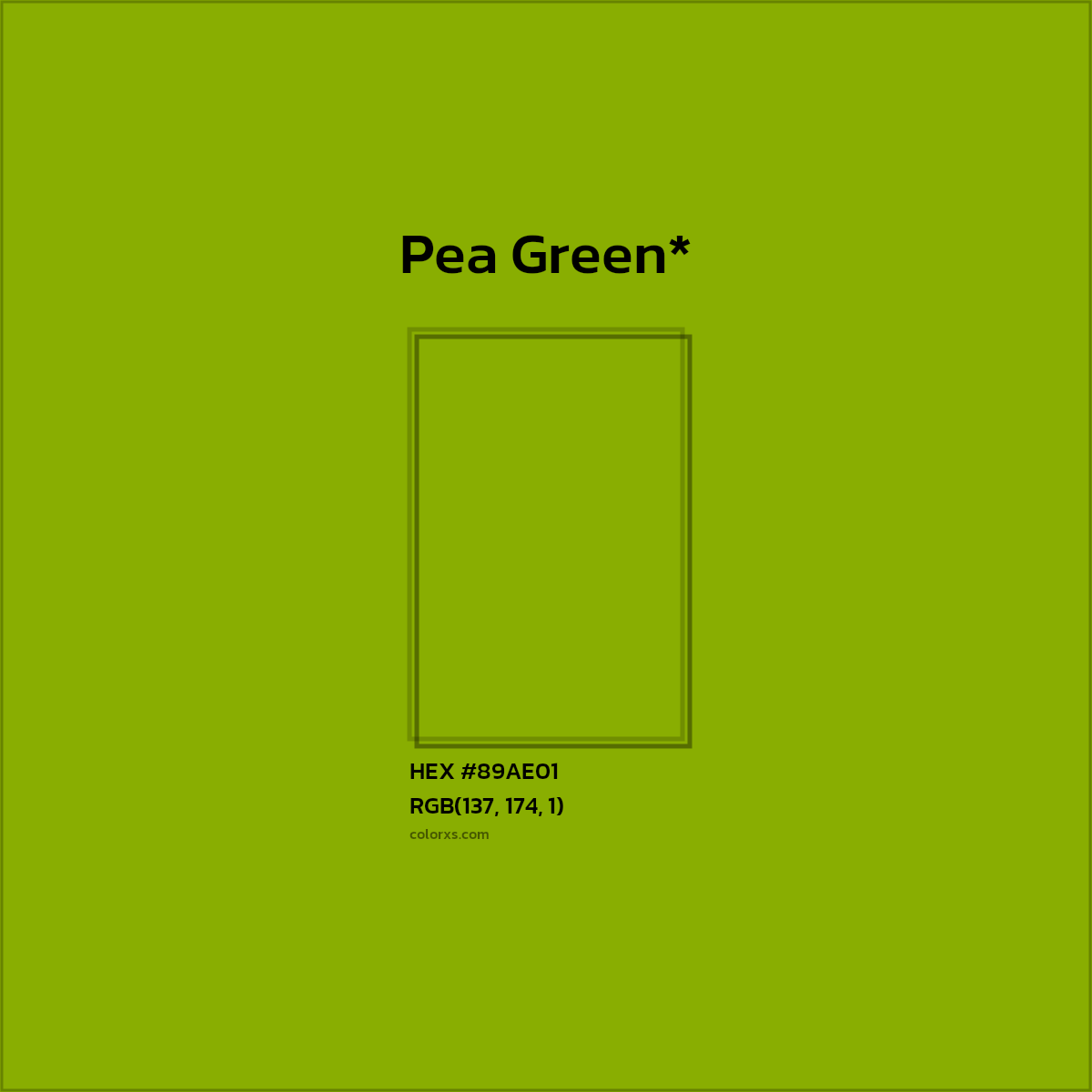 #89AE01 hex color. RGB, RYB, CMYK, HSL, HSV codes and color conversions. Matching color names, palettes, paints.