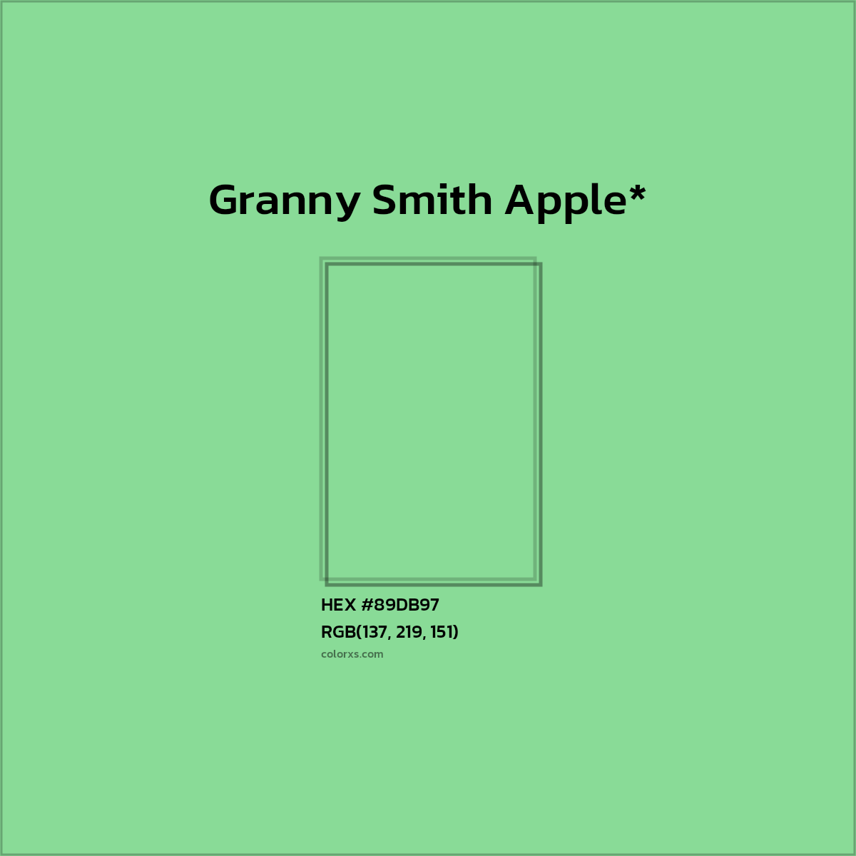 #89DB97 hex color. RGB, RYB, CMYK, HSL, HSV codes and color conversions. Matching color names, palettes, paints.