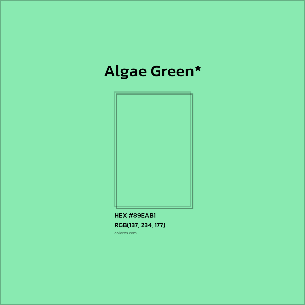 #89EAB1 hex color. RGB, RYB, CMYK, HSL, HSV codes and color conversions. Matching color names, palettes, paints.