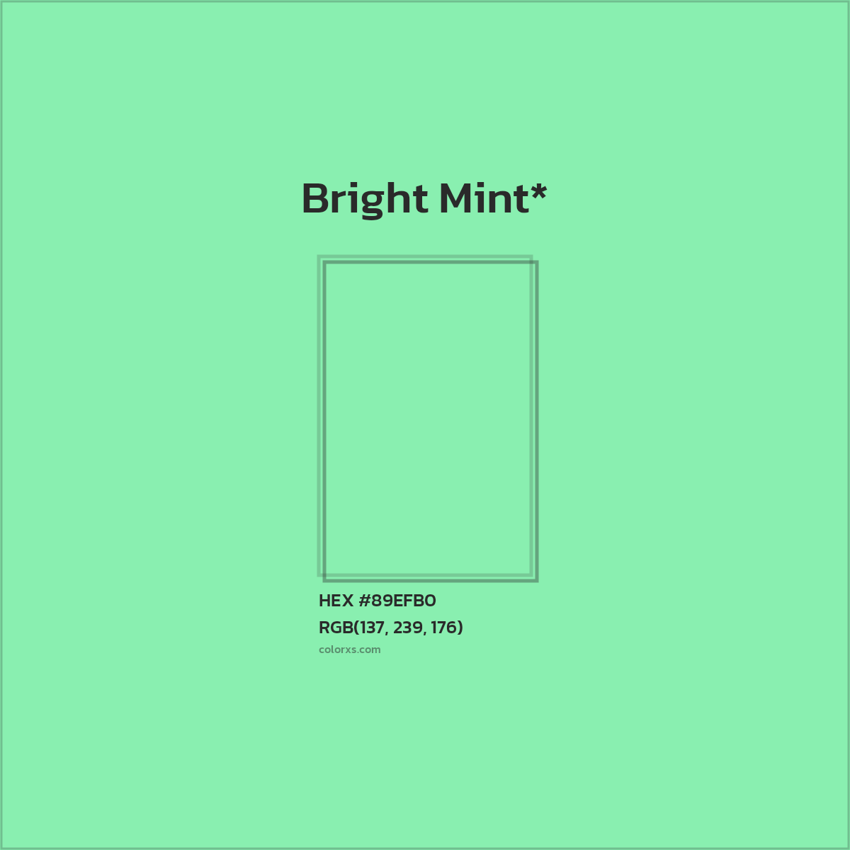 #89EFB0 hex color. RGB, RYB, CMYK, HSL, HSV codes and color conversions. Matching color names, palettes, paints.
