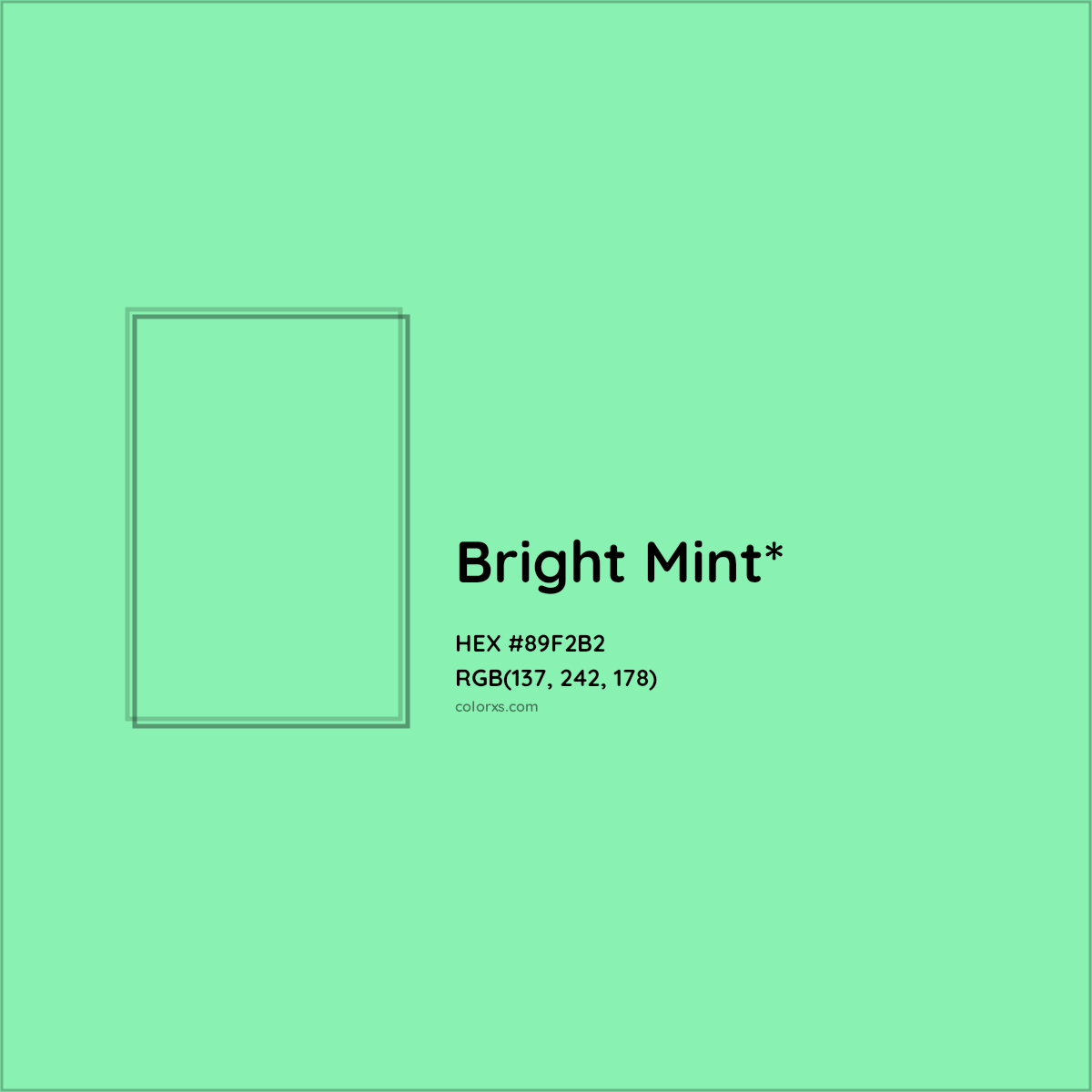 #89F2B2 hex color. RGB, RYB, CMYK, HSL, HSV codes and color conversions. Matching color names, palettes, paints.