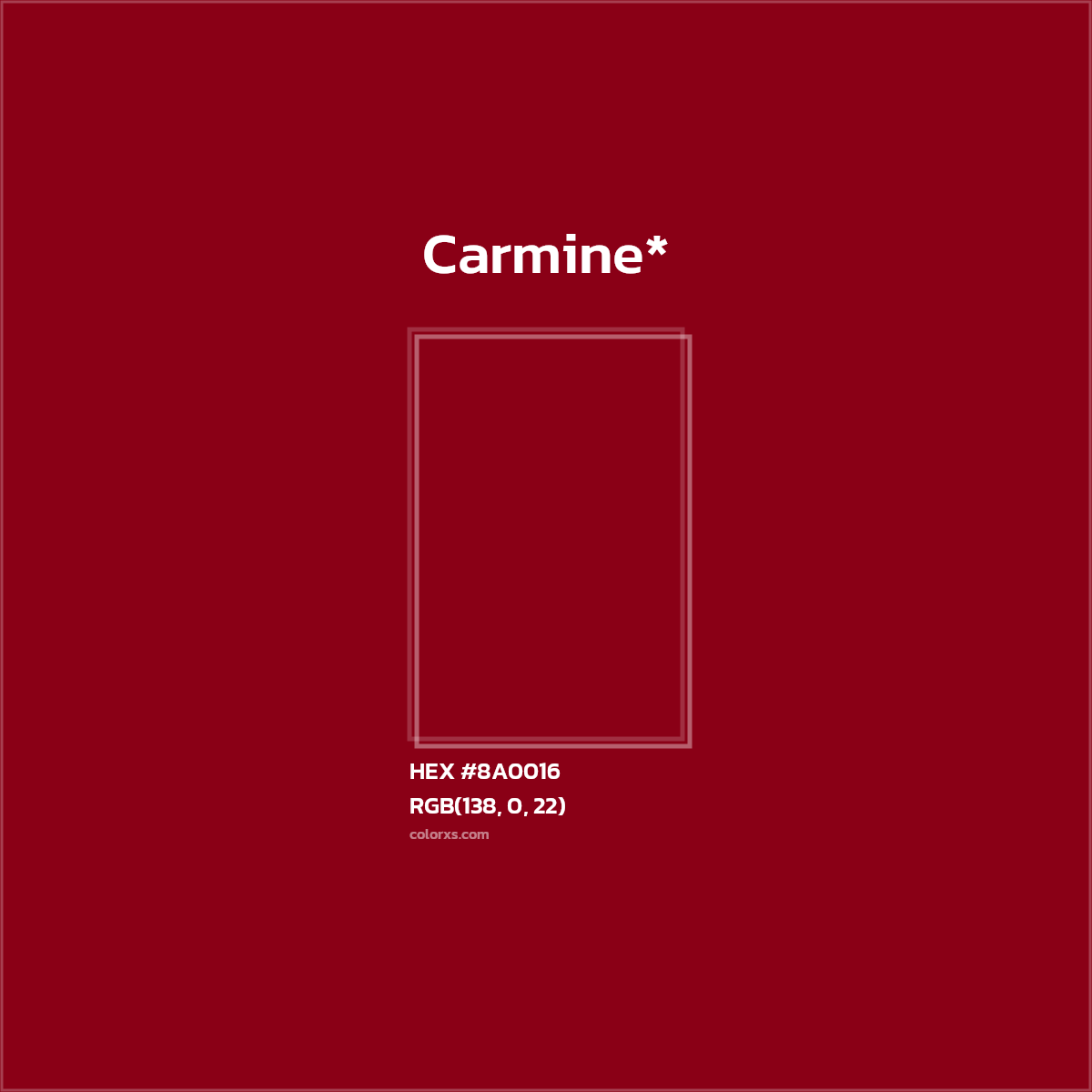 #8A0016 hex color. RGB, RYB, CMYK, HSL, HSV codes and color conversions. Matching color names, palettes, paints.