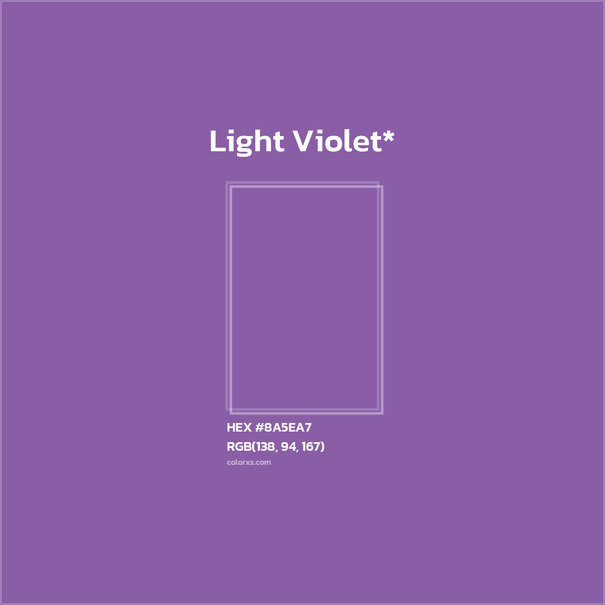 #8A5EA7 hex color. RGB, RYB, CMYK, HSL, HSV codes and color conversions. Matching color names, palettes, paints.