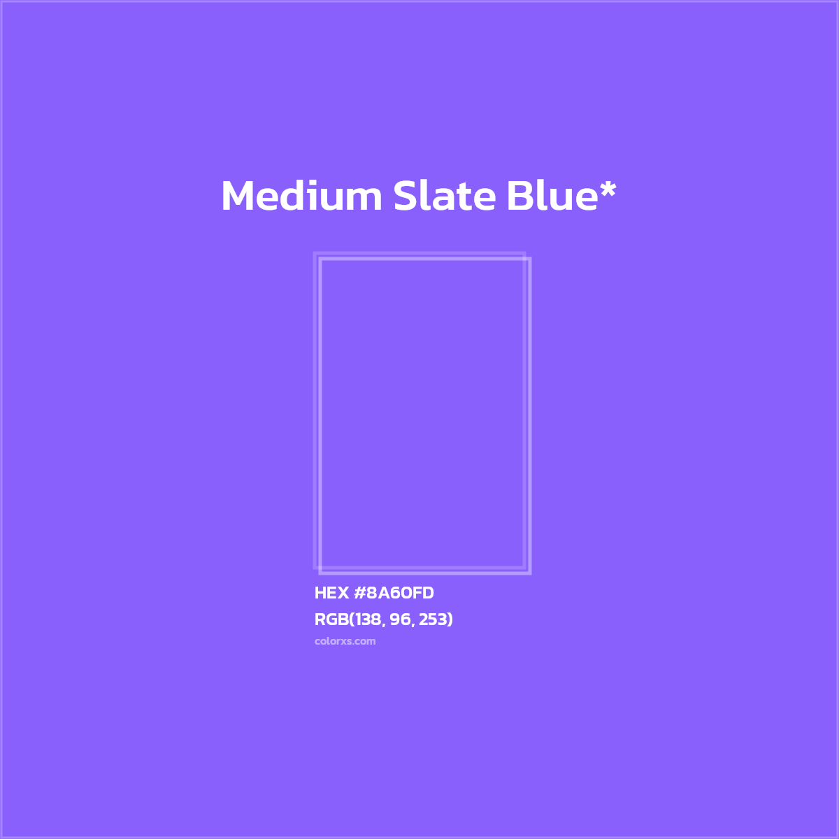 #8A60FD hex color. RGB, RYB, CMYK, HSL, HSV codes and color conversions. Matching color names, palettes, paints.