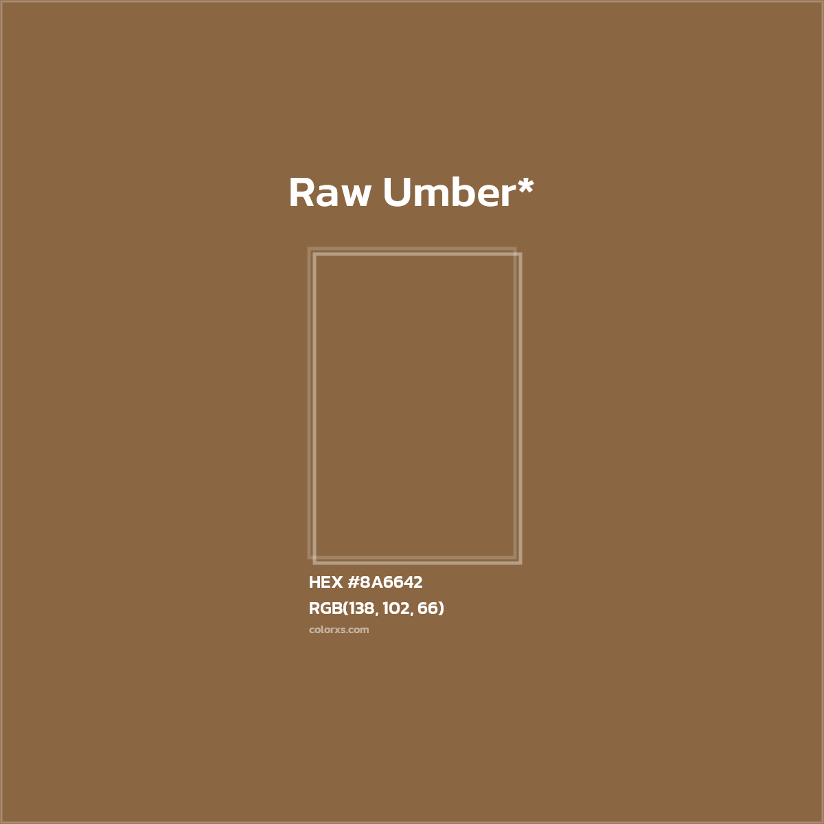 #8A6642 hex color. RGB, RYB, CMYK, HSL, HSV codes and color conversions. Matching color names, palettes, paints.