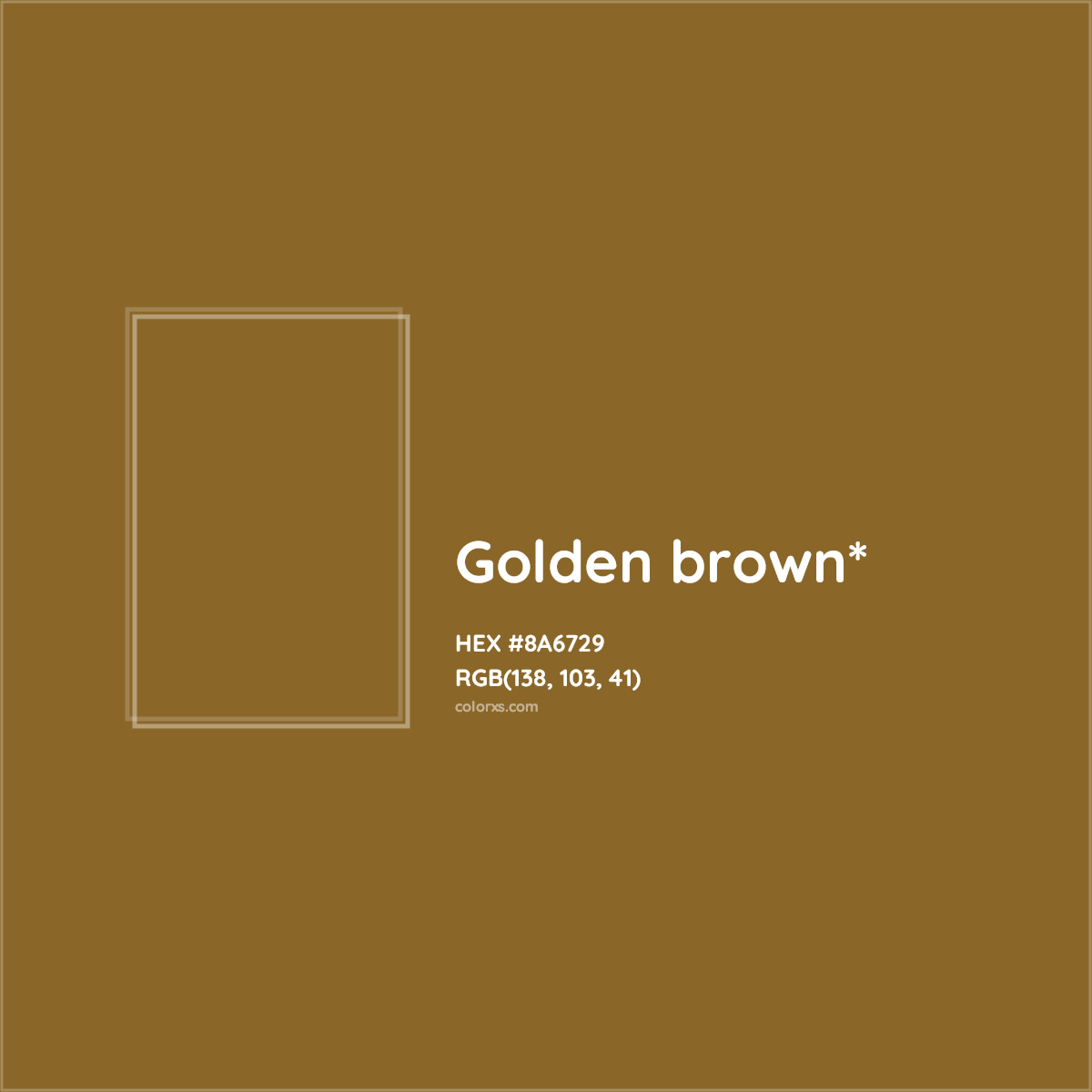 #8A6729 hex color. RGB, RYB, CMYK, HSL, HSV codes and color conversions. Matching color names, palettes, paints.