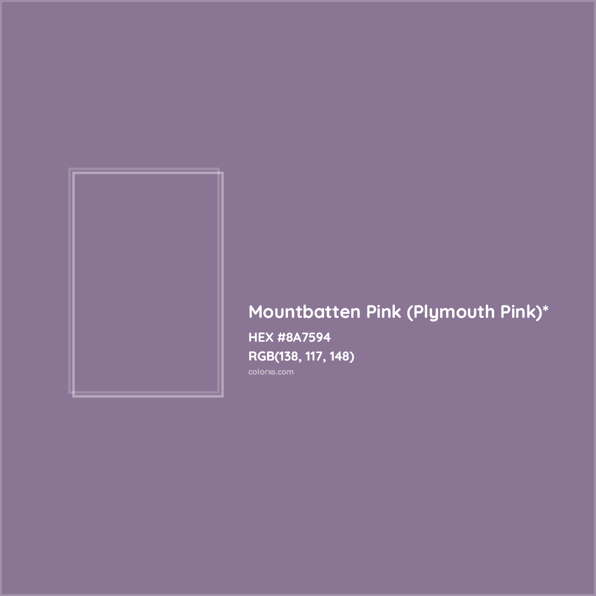#8A7594 hex color. RGB, RYB, CMYK, HSL, HSV codes and color conversions. Matching color names, palettes, paints.