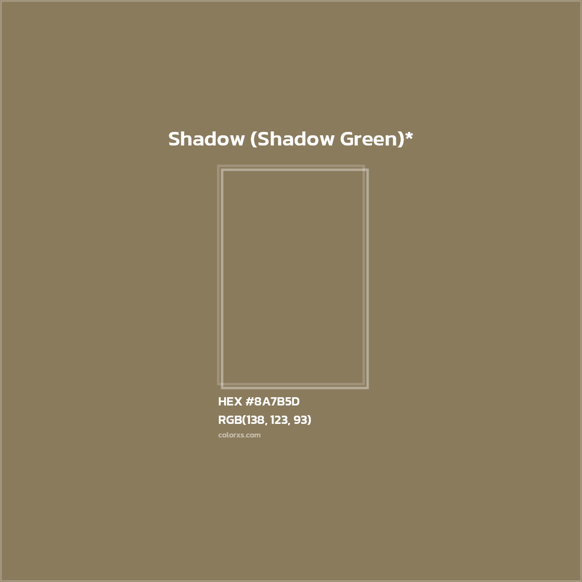 #8A7B5D hex color. RGB, RYB, CMYK, HSL, HSV codes and color conversions. Matching color names, palettes, paints.