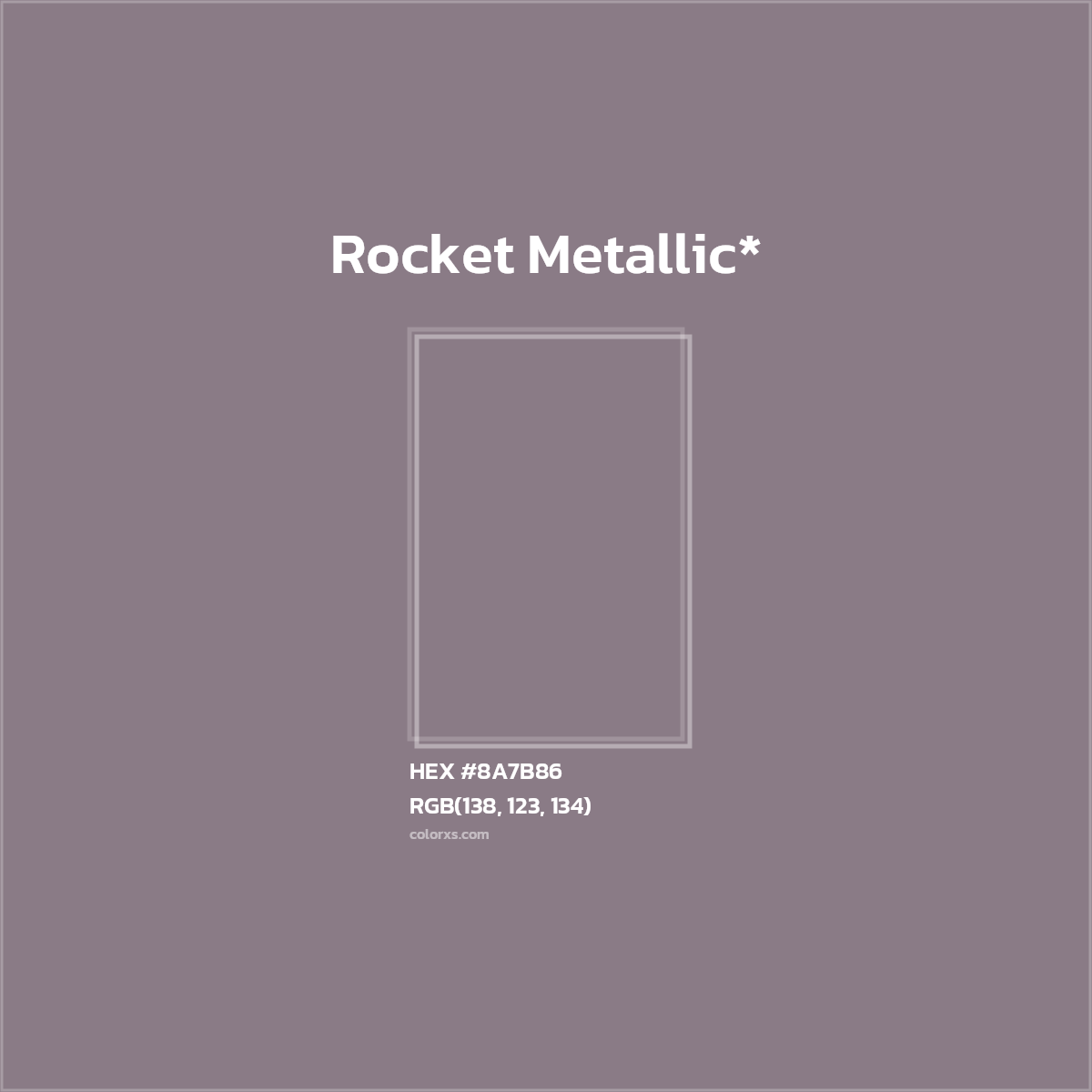 #8A7B86 hex color. RGB, RYB, CMYK, HSL, HSV codes and color conversions. Matching color names, palettes, paints.