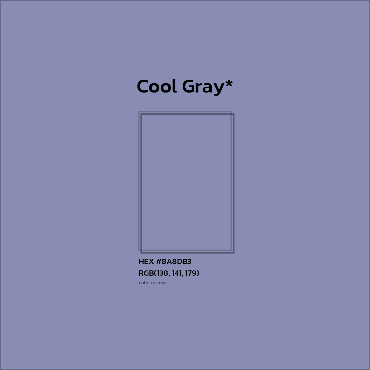 #8A8DB3 hex color. RGB, RYB, CMYK, HSL, HSV codes and color conversions. Matching color names, palettes, paints.
